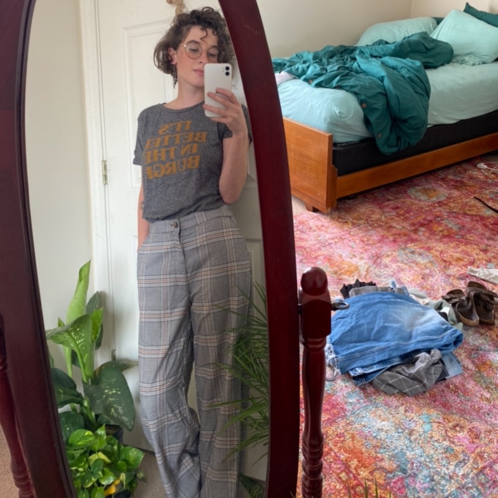 Abercrombie Cropped Wide Leg Plaid Work Pants